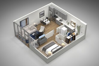 1 Bedroom, 1 Bathroom 432 floor plan